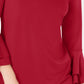 Charter Club Blusa Feminina com Manga Sino e Decote em V Vermelho Tamanho XX-G