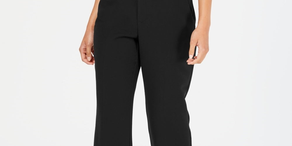 Calças femininas justas com cinto Charter Club, pretas, tamanho 8, pequena