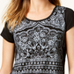 Polo Alfani Feminino Estampado com Pinceladas, Preto, Tamanho Pequeno
