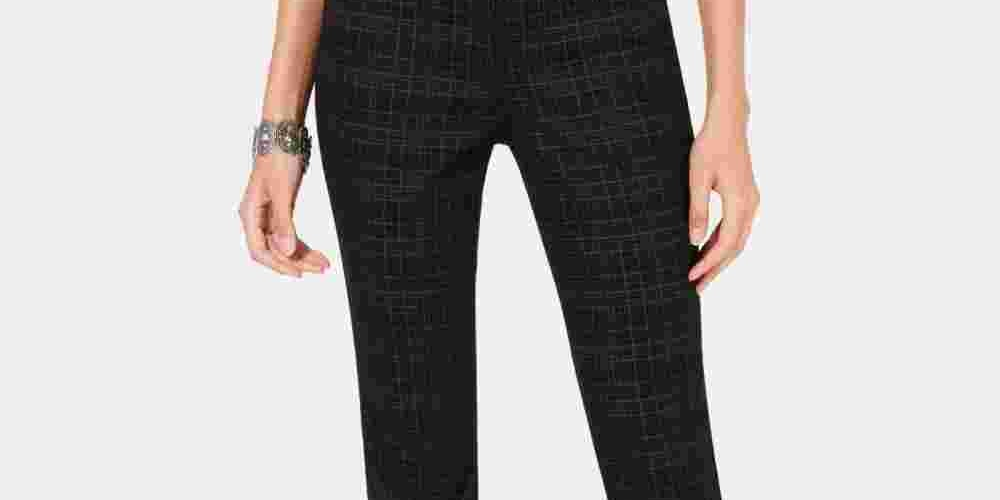 Calça jeans skinny estampada feminina Style &amp; Co Curvy-Fit, preta, tamanho 4