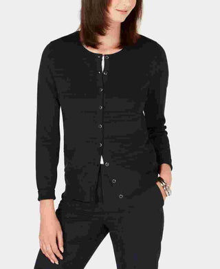 Charter Club Women's Textured Cardigan Sweater  Black Size Petite Small