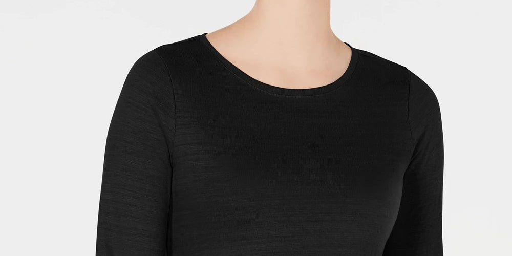 Top feminino Charter Club com acabamento em renda e algodão, preto, tamanho médio