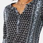 Blusa feminina estampada com mangas bufantes e abas estilo &amp; co, preta, tamanho pequeno