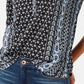 Blusa feminina estampada com mangas bufantes e abas estilo &amp; co, preta, tamanho pequeno