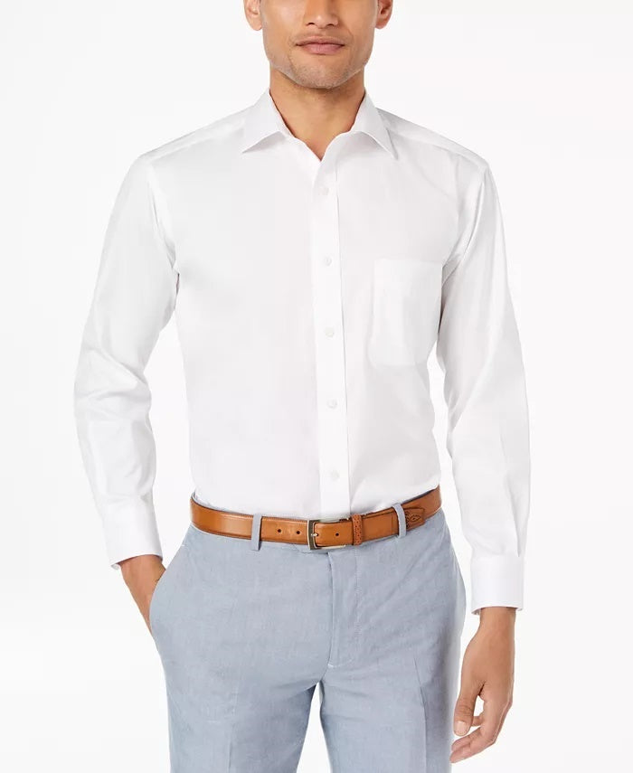 Camisa social masculina com gola Clubroom, branca, tamanho 17,5 x 32-33