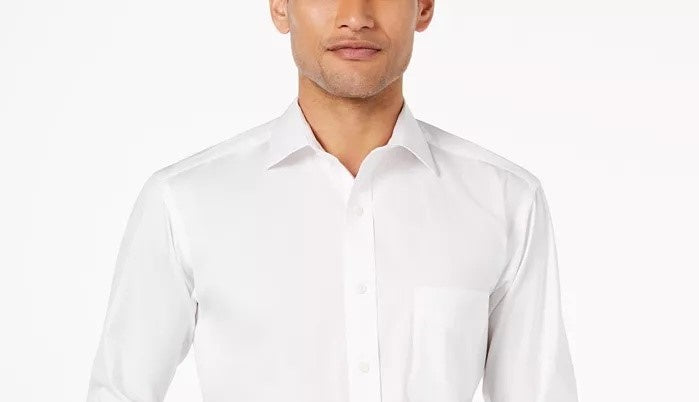 Camisa social masculina com gola Clubroom, branca, tamanho 17,5 x 32-33