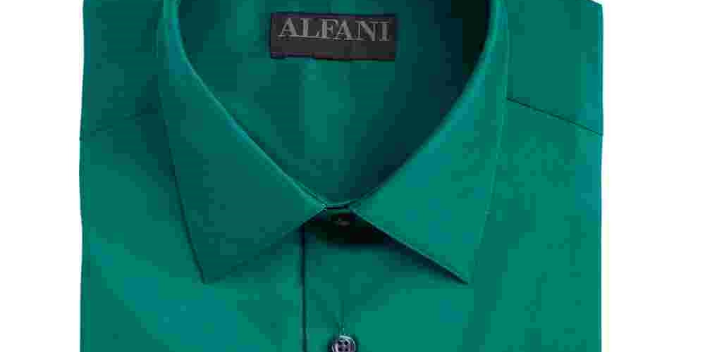 Camisa social masculina Alfatech By Alfani Slim Fit Performance Stretch Easy Care Solid, verde, tamanho 14,5x32-33