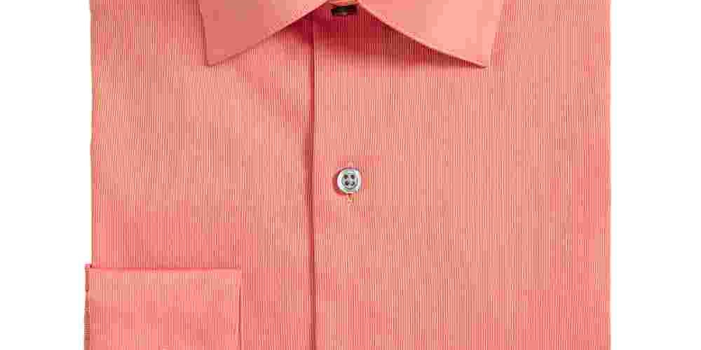 Camisa social masculina Alfani com gola listrada coral e corte clássico, tamanho laranja, 16,5 x 34-35