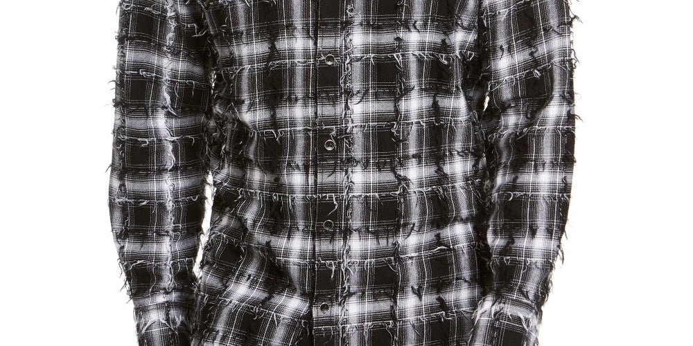 Camisa xadrez desfiada masculina INC International Concepts, branca, tamanho XX-G