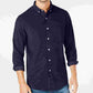 Camisa de veludo cotelê masculina Club Room azul escuro tamanho pequeno