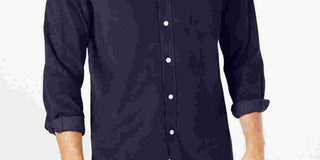 Camisa de veludo cotelê masculina Club Room azul escuro tamanho pequeno