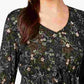 Top babydoll estampado feminino Style &amp; Co, preto, tamanho médio