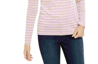 Charter Club Women's Metallic Stripe Top Pink Size XX-Large