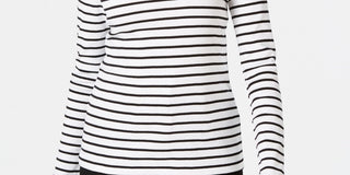 Charter Club Women's Metallic Stripe Top White Size Medium