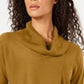 Suéter feminino JM Collection com gola alta e estampa de envelope falso, tamanho extragrande, dourado