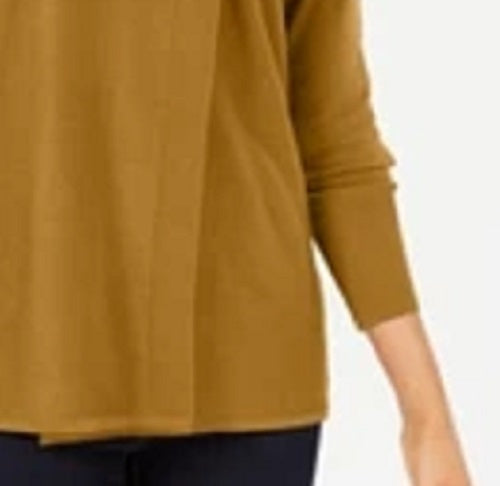 Suéter feminino JM Collection com gola alta e estampa de envelope falso, tamanho extragrande, dourado