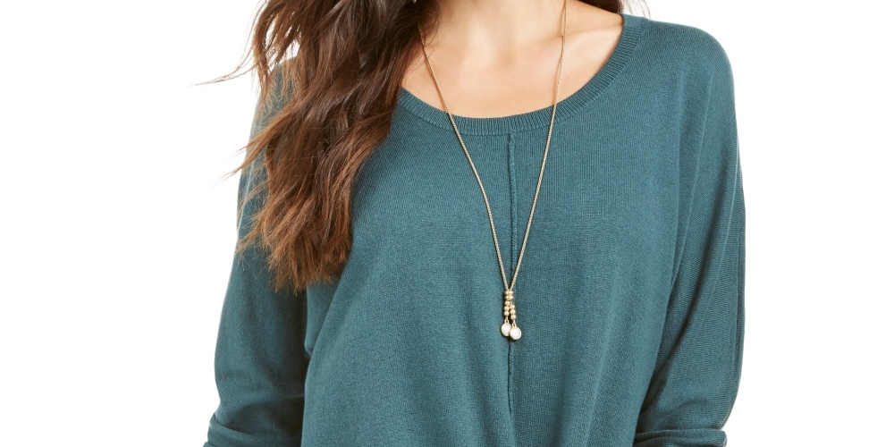Suéter feminino com amarração frontal Style &amp; Co, tamanho pequeno, verde