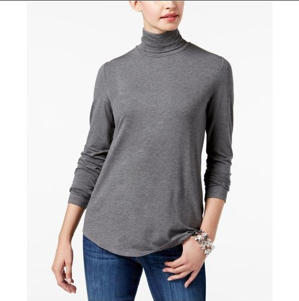 Blusa feminina de gola alta Maison Jules, cinza, tamanho grande