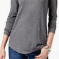 Blusa feminina de gola alta Maison Jules, cinza, tamanho grande