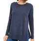 Suéter feminino de algodão com gola redonda Maison Jules, azul, tamanho médio