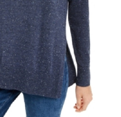 Suéter feminino de algodão com gola redonda Maison Jules, azul, tamanho médio