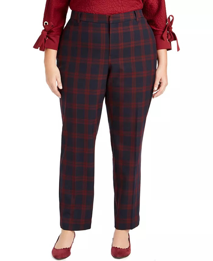 Calça feminina xadrez justa Charter Club azul tamanho 26W