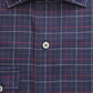 Camisa social masculina Club Room azul marinho com gola xadrez e ajuste clássico, resistente a rugas, tamanho 17,5 x 32-33