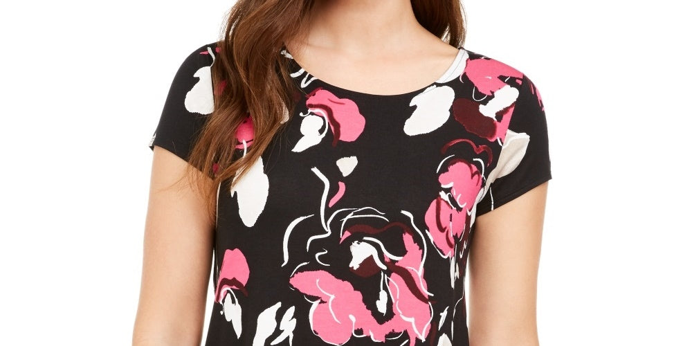 Camiseta feminina estampada Alfani vinho tamanho grande