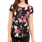 Camiseta feminina Alfani estampada com bainha redonda, tamanho vinho, pequena e pequena