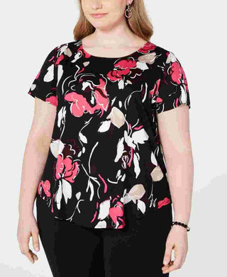 Camiseta estampada plus size feminina Alfani, tamanho vinho, tamanho 2X
