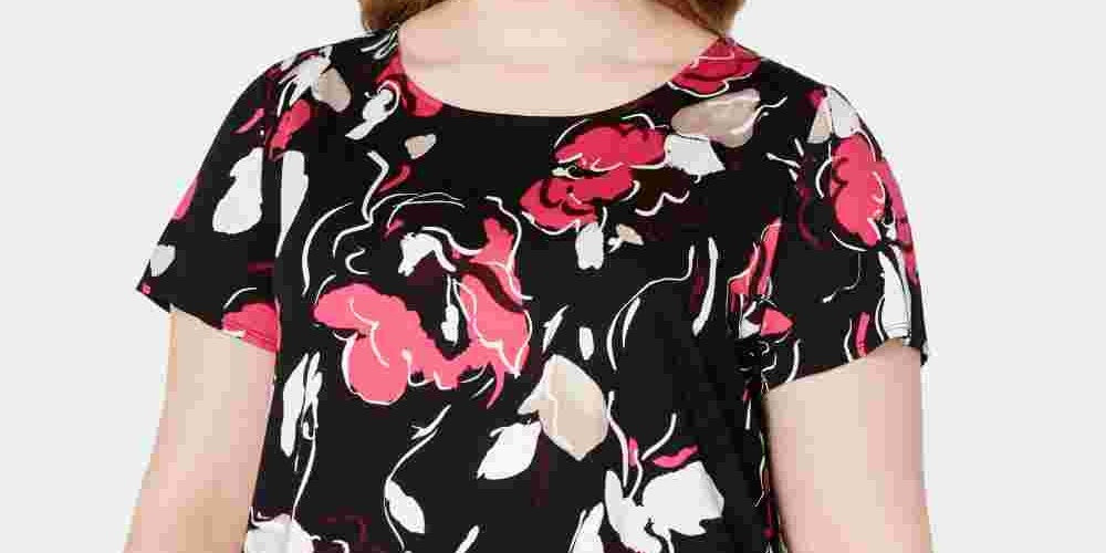 Camiseta estampada plus size feminina Alfani, tamanho vinho, tamanho 2X