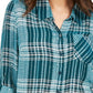 Camisa xadrez brilhante feminina Style &amp; Co, verde, tamanho XS