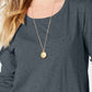 Blusa feminina de manga comprida e gola redonda, cor carvão, tamanho médio, Style &amp; Co