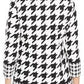 Blusa feminina Charter Club com estampa pied-de-poule e manga 3/4, preta, tamanho pequeno