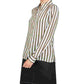 Camisa listrada feminina com botões INC International Concepts, verde, tamanho pequeno
