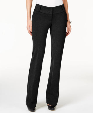 Alfani Women's Faux Leather Trim Wide Leg Trousers Black Size 24X4.5