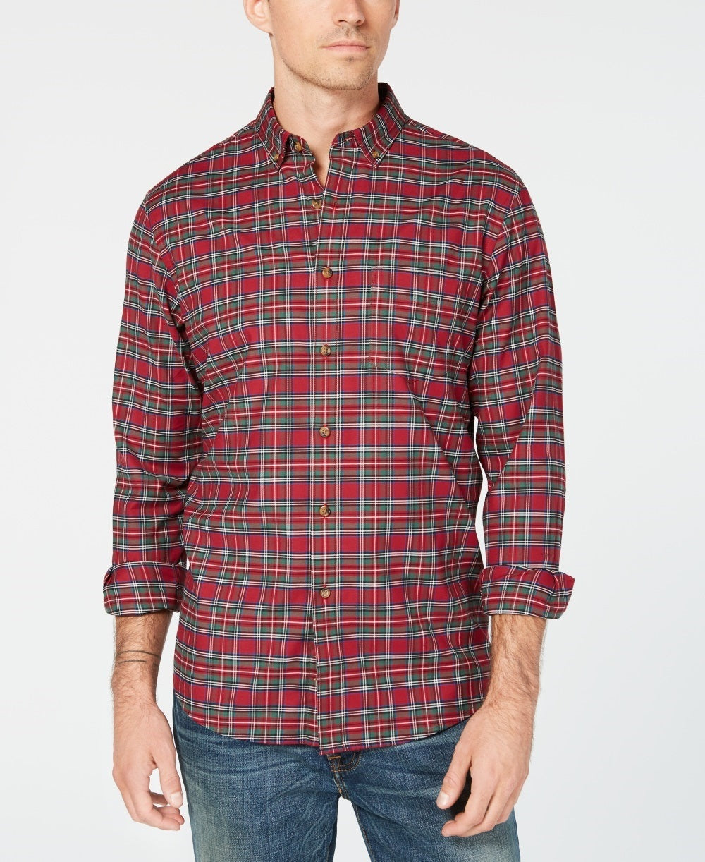 Camisa xadrez Maxwell Tartan masculina Club Room vermelha tamanho médio