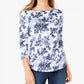 Charter Club Feminino Pima Algodão Botão Ombro Estampado Top Branco Tamanho Pequeno X-Grande