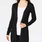 Cardigan longo de malha aberto na frente feminino Maison Jules, preto, tamanho pequeno