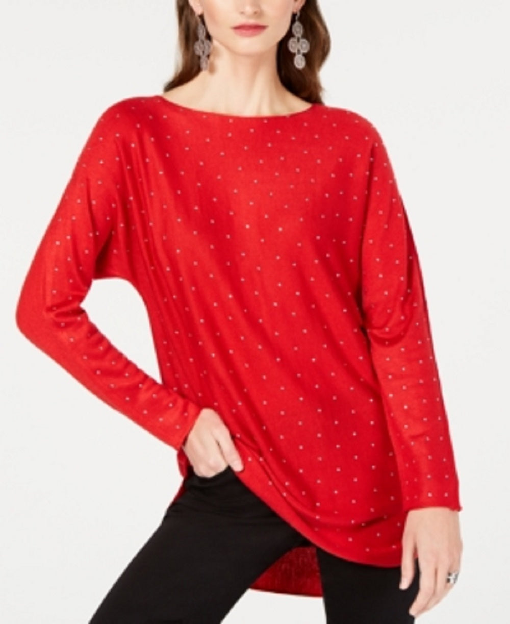 Suéter feminino com aba de camisa embelezada INC International Concepts, vermelho escuro, tamanho X-G