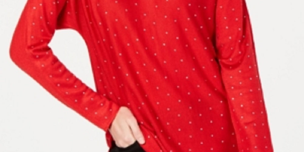 Suéter feminino com aba de camisa embelezada INC International Concepts, vermelho escuro, tamanho X-G