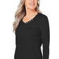 Blusa feminina Karen Scott de algodão com acabamento em botões, preta, tamanho pequeno