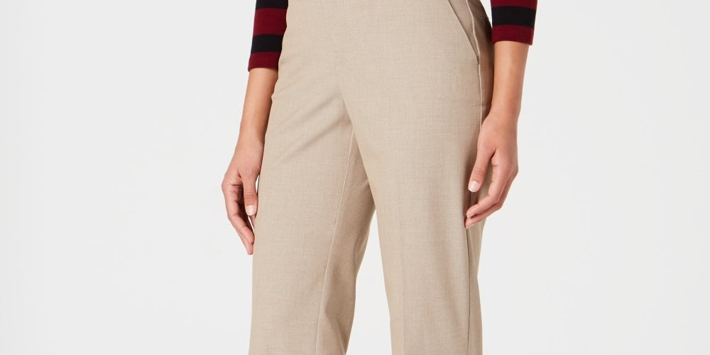 Calça feminina Charter Club Petite Solid bege tamanho 2 P