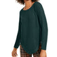 Blusa feminina estampada de manga comprida e decote redondo, tamanho médio, verde, da INC International Concepts