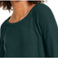 Blusa feminina estampada de manga comprida e decote redondo, tamanho médio, verde, da INC International Concepts