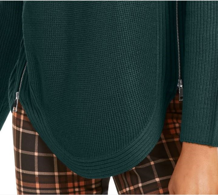 Blusa feminina estampada de manga comprida e decote redondo, tamanho médio, verde, da INC International Concepts