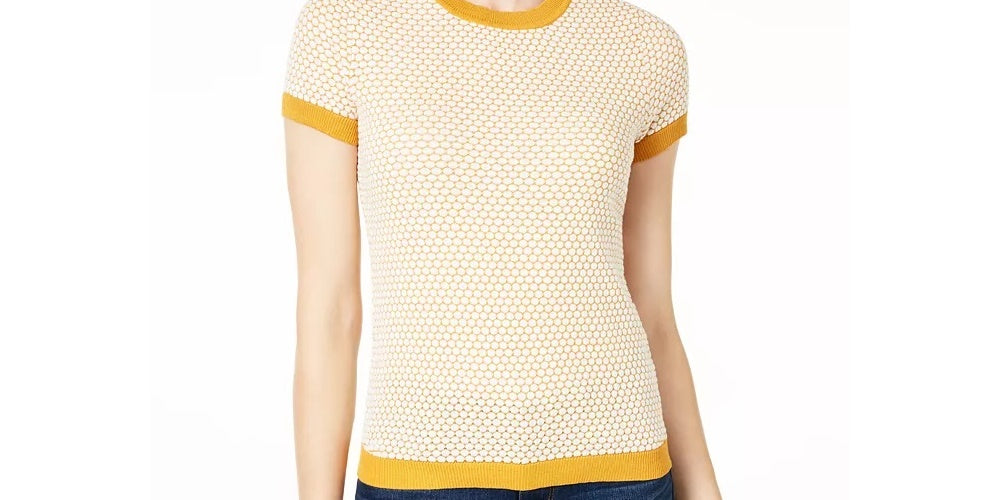 Suéter feminino Honeycomb Maison Jules, amarelo, tamanho pequeno