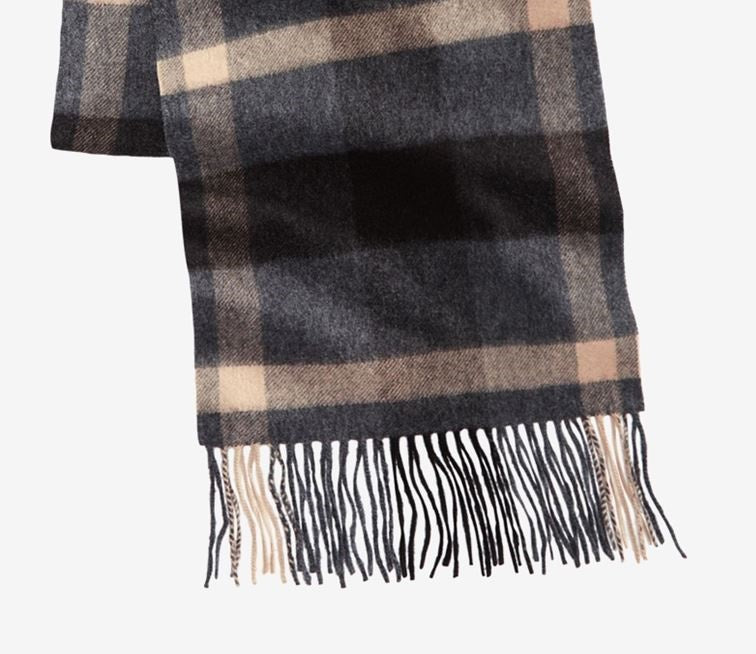 Cachecol retangular xadrez de caxemira masculino Club Room, cinza, tamanho regular