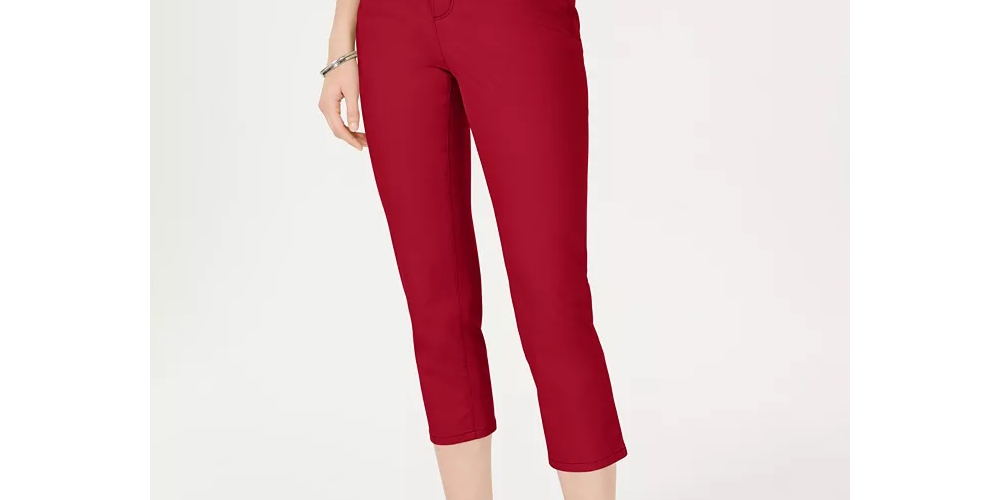 Calça jeans feminina Charter Club Tummy-Control Bristol Capri vermelha tamanho 2 Petite