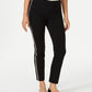 Calça feminina JM Collection Petite com listras laterais e controle de barriga, preta, tamanho Petite X-Large